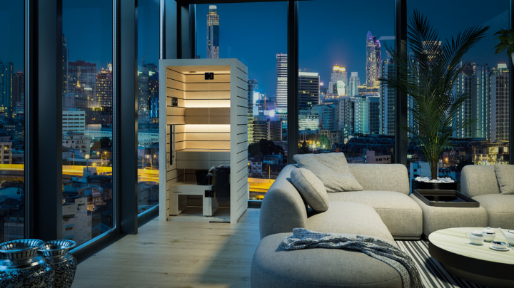 Auroom Lumina Mini indoor sauna in urban setting