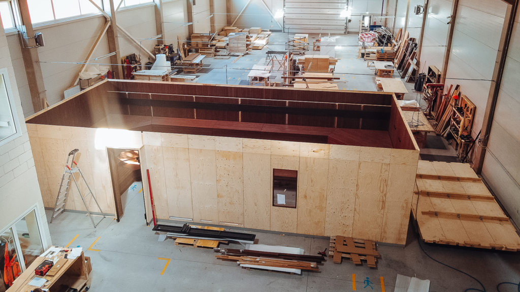 Custom modular sauna designed for spa and hotel wellness spaces with ergonomic benches and integrated lighting