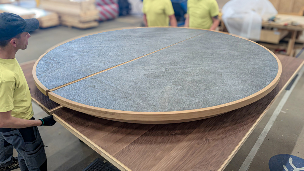 Prefabricated sauna ceiling module prepared in the factory as part of Auroom modular sauna construction