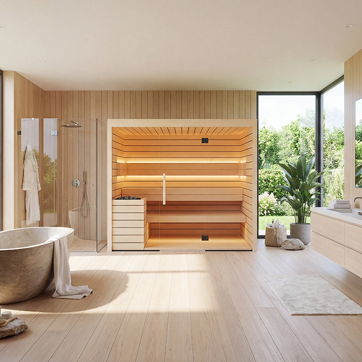Designer indoor home sauna